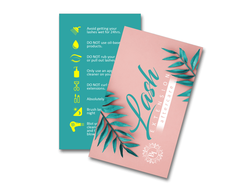 Lash Extension Aftercare Cards